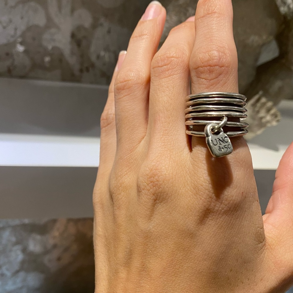 UNO de 50 Silver Stacked Rings - Picture 9 of 9